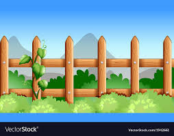 Wooden Fence With Green Plants Royalty