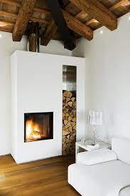 Design Fireplace Log Storage White