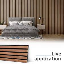 Walnut 0 83 In X 0 65 Ft X 8 Ft Wood Slat Acoustic Panels Mdf Decorative Wall Paneling 4 Piece 21 Sq Ft