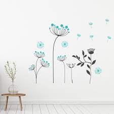 Blue Grey Dandelions Wall Sticker