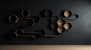 Sleek Hexagon Shelves On A Bare Shadowy