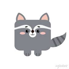 Square Raccoon Forest Animal Face With