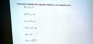 Equation Defines Y As A Function