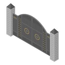 Metal Gates Icon Isometric Of Metal