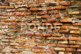 Old Brick Wall With White And Red