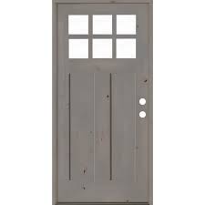 Grey Stained Wood Prehung Front Door