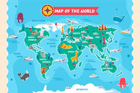 Kids World Map Vectors Ilrations
