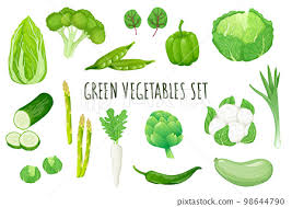 Green Vegetables Icon Set In Realistic