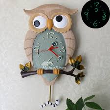 Funny Wall Clocks Owl Pendulum Luminous