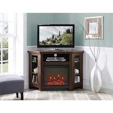 Walker Edison 48 Wood Corner Fireplace Media Tv Stand Traditional Brown