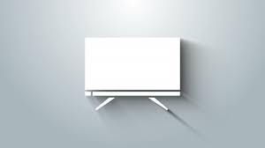 White Smart Tv Icon Isolated On Grey