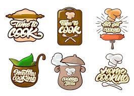 Cooking Colour Logos Set In Cartoon