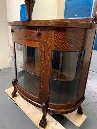 Antique Oak Curved Glass Sideboard