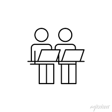 Staff At The Desk Line Icon Element Of