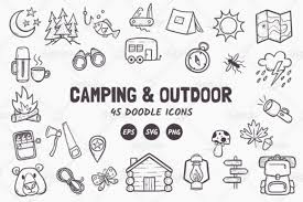 45 Camping And Outdoor Doodle Icons