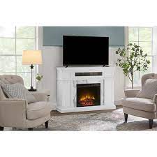 Pinesbridge 53 In Deluxe Decorative Electric Fireplace Storage Mantel In White