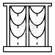 Round Window Curtain Icon Outline
