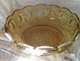 Amber Glass Thumbprint Bowl