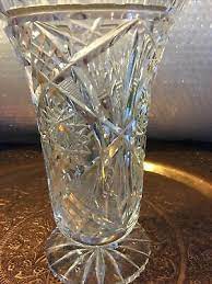Antique Footed Cut Crystal Glass Vase