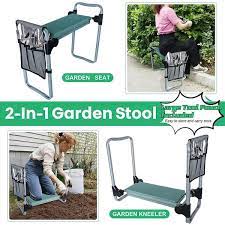 Garden Kneeler And Seat Stool Foldable Garden Bench With Tool Pocket