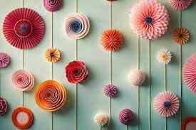A Colorful Paper Flower Wall Hanging