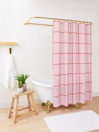 Red Grid Pattern Design Shower Curtain