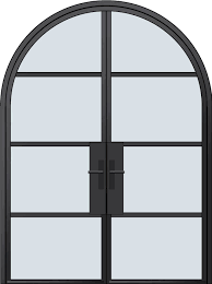 Arch Steel Exterior Doors Metal Grid