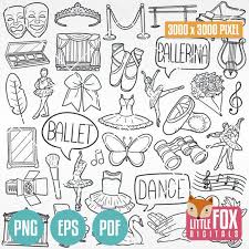 Ballet Ballerina Doodle Vector Icons