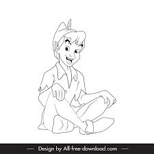 Peter Pan Cartoon Character Icon Black