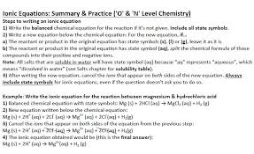 Ionic Equations Summary And Practice