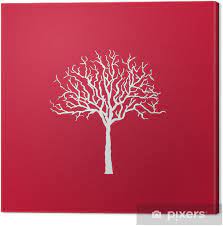 Canvas Print Icon White Tree On Red