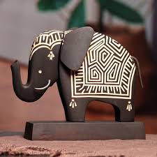 Black Wood Elephant Sculpture