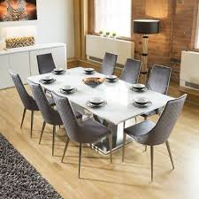 8 Seater Dining Set 2 2 White Glass Top