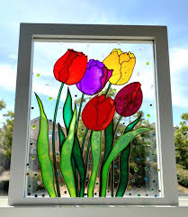 Buy Tulips Art 11x9 Glass Painting