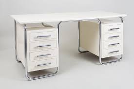 Bauhaus White Desk In Chrome Plated
