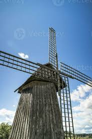 Wooden Windmill Close Up With Large