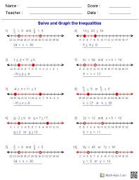 Algebra 1 Worksheets Inequalities