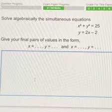 Simultaneous Equations X2 Y2