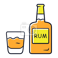 Rum Orange Color Icon Bottle And Old