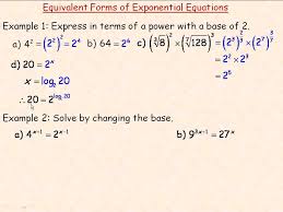 Of Exponential Equations