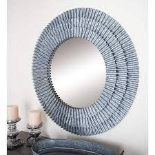 Round Framed Gray Wall Mirror