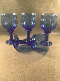 Vintage Libbey Colbart Blue Wine