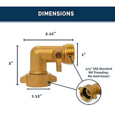 Morvat Brass 90 Degree Hose Elbow With On Off Shutoff Valve