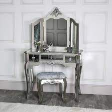 Silver Mirrored Dressing Table Stool