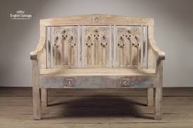 Church Style Carved Wooden Bench