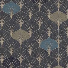 Art Deco Leaf Wallpaper Black