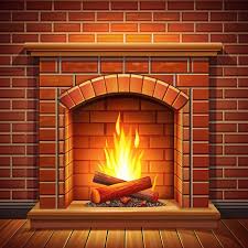 Fireplace With A Brick Wall And A Fire