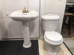 Pedestal Sink And Toilet Household