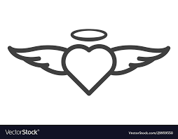 Angel Wings And A Halo Linear Vector Image