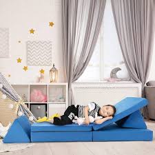 4 Piece Blue Convertible Kids Couch